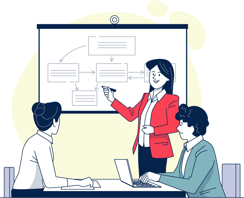 Team of teachers working together explaining process 1