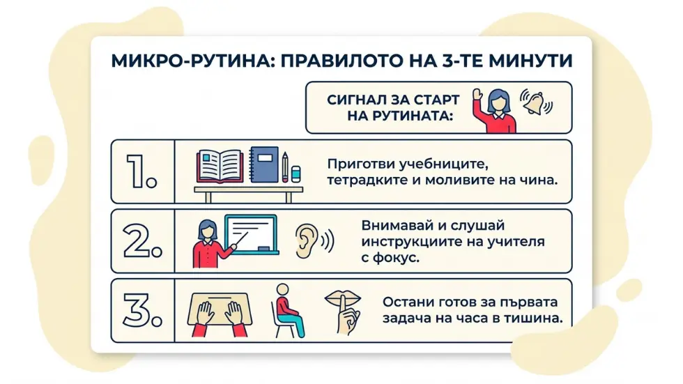 Деца си говорят в час, създават шум, а учителят търси начини как с помощта на изкуствен интелект да намали шума и да пренасочи вниманието. AI инструменти.